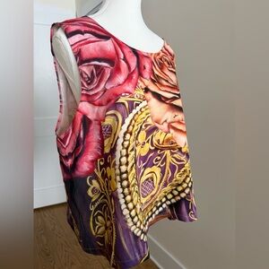 Nuvango Toronto Sleeveless Graphic Top | Roses & Baroque Print | Size 12